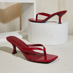 Burgundy Sexy Minimalist Women's Cherry Heel Sandals